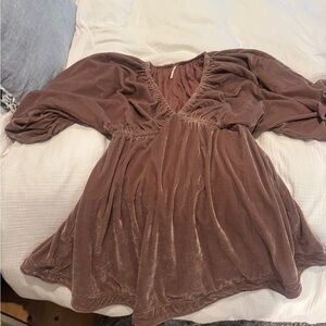 Free People Brown Velvet Blouse